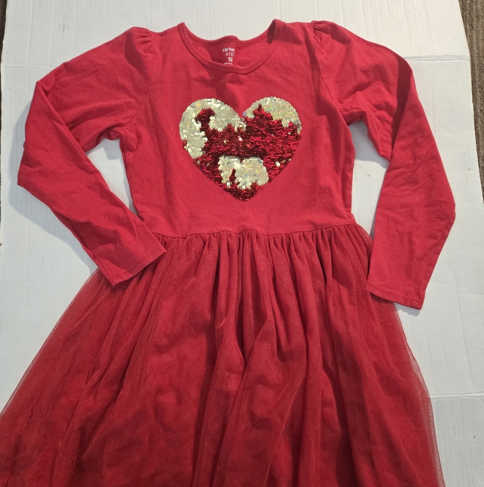 Carter's Red Sequin Heart Dance Costume Girls Size 12
